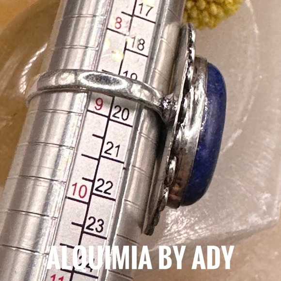 Lapis lazuli Big Victorian drop silver ring gem - Picture 3 of 6